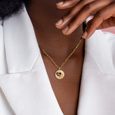 Photo Engraved Initials Necklace yellow gold